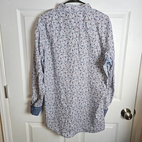 Banana Republic Slim Fit‎ Floral Shirt Blue/White Men's L - Picture 6 of 8